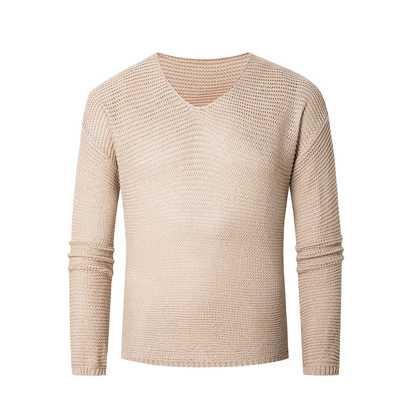 Herren lässiger Strickpullover mit V-Ausschnitt und luftigen Maschen Drune