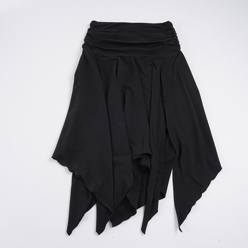 Damen asymmetrischer Wickelrock mit Raffungen Drune