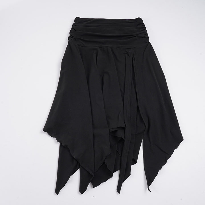 Damen asymmetrischer Wickelrock mit Raffungen Drune