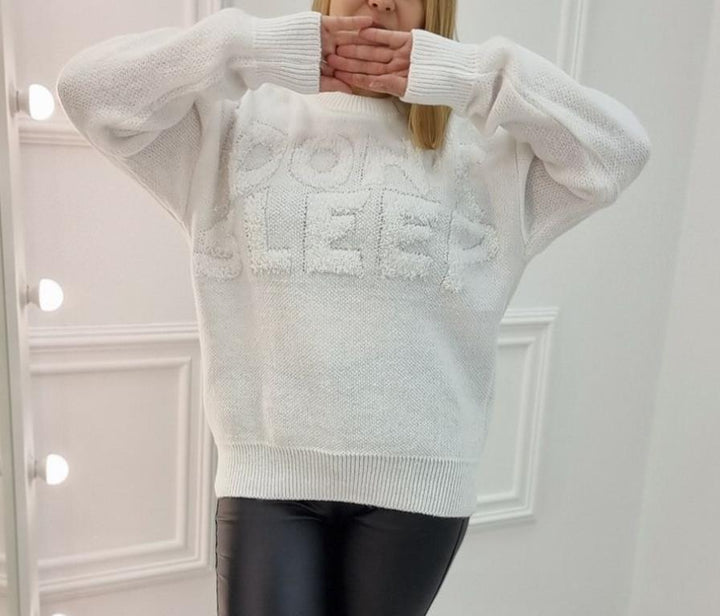 Damen Kuscheliger Statement-Pullover mit Motiv Drune
