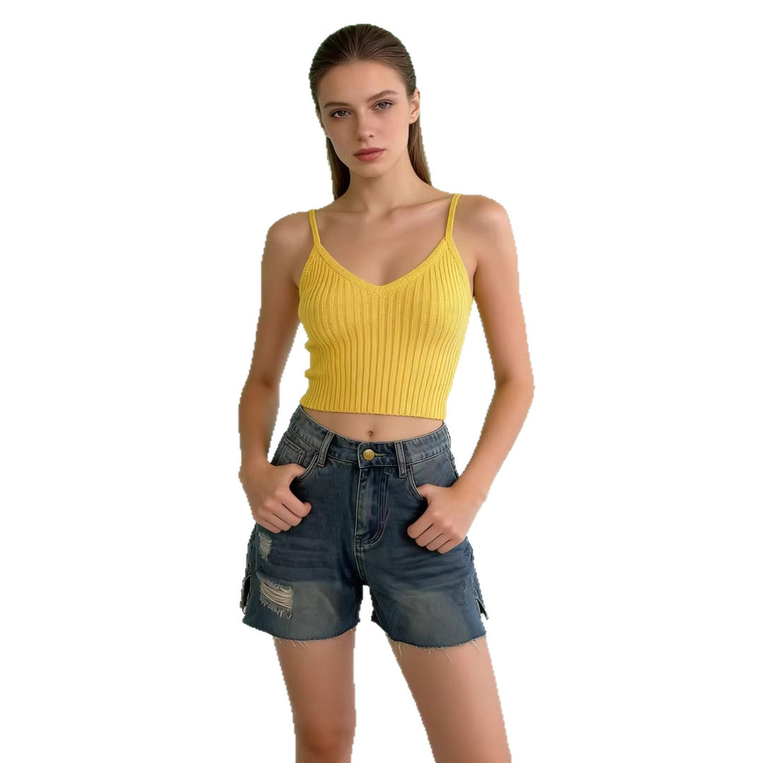 Damen lässige Jeansshorts mit fransigen Abschlüssen und seitlichem Schlitz Drune
