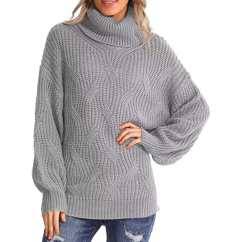 Damen Strickpullover mit hohem Kragen und strukturierter Maschenoptik Drune