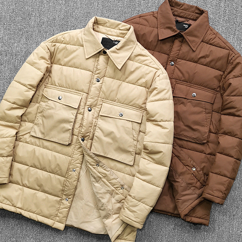 Herren gesteppte Overshirt-Jacke mit praktischen Klappentaschen und robustem Kragen Drune