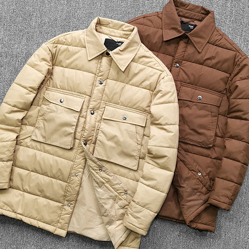 Herren gesteppte Overshirt-Jacke mit praktischen Klappentaschen und robustem Kragen Drune