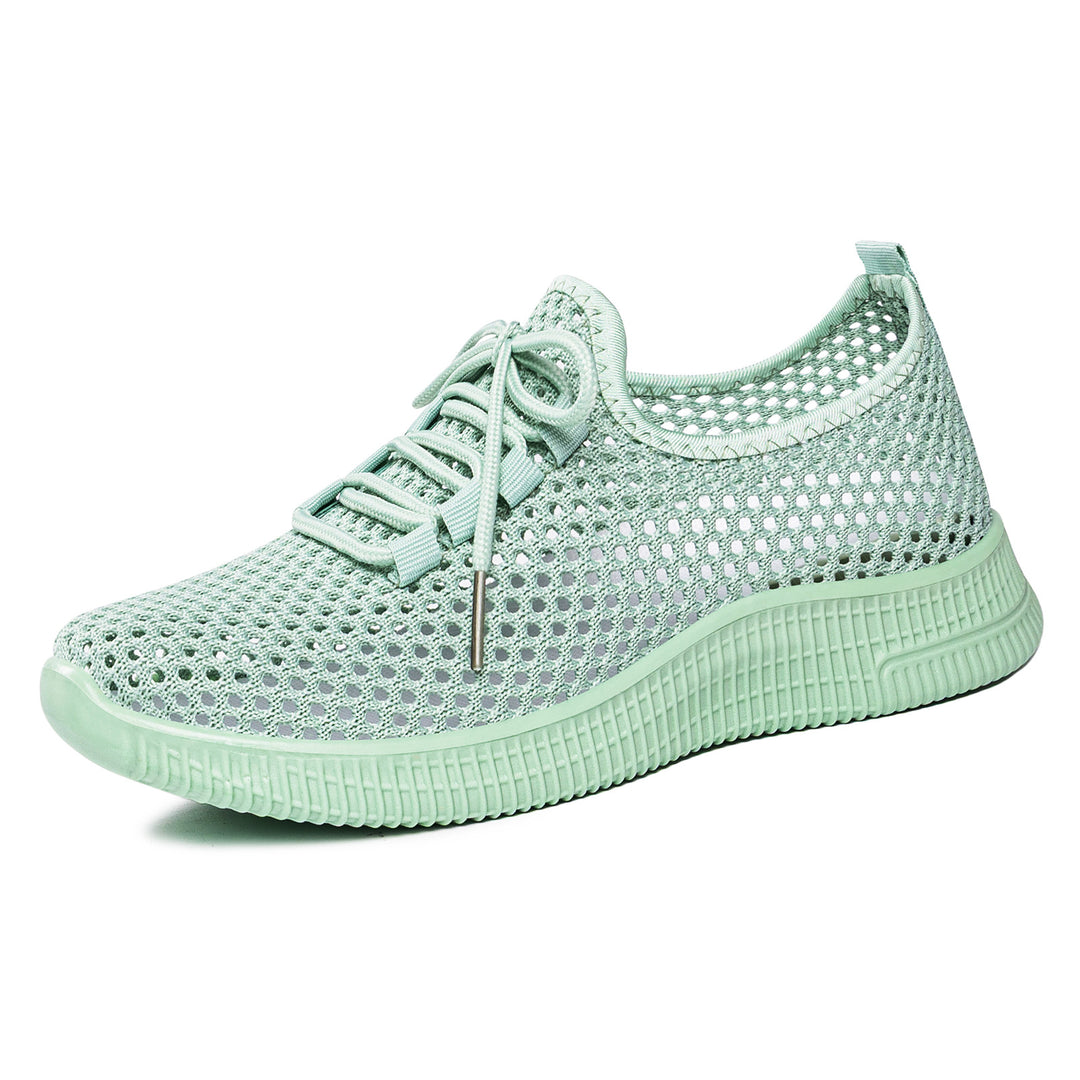 Damen nan atmungsaktiver Mesh-Slip-On Sneaker mit elastischer Schnürung und flexibler Profilsohle Drune