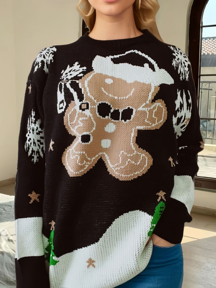 Damen Weihnachtspullover mit festlichem Lebkuchenmotivat Drune