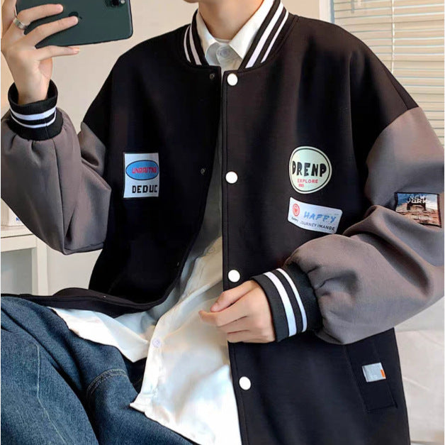 Herren Collegejacke mit praktischen Taschen und Stickereien Drune