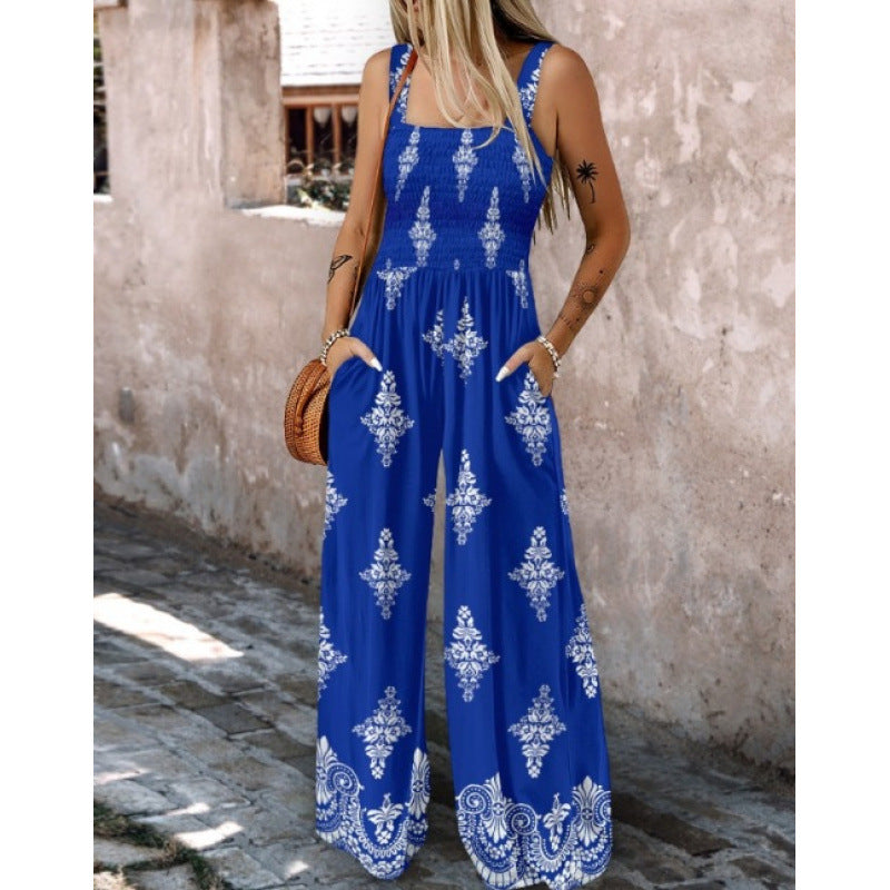 Damen Rüschenoberteil Weites Bein Jumpsuit Drune
