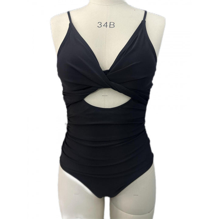 Damen Einteiler Badeanzug mit modernem Wickeldetail und verstellbaren Trägern Drune