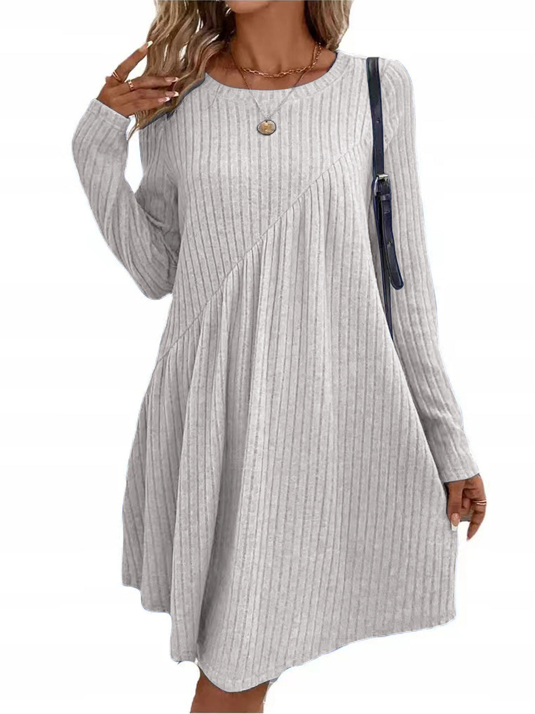 Damen lässiges Ripp-Kleid mit asymmetrischem Design Drune