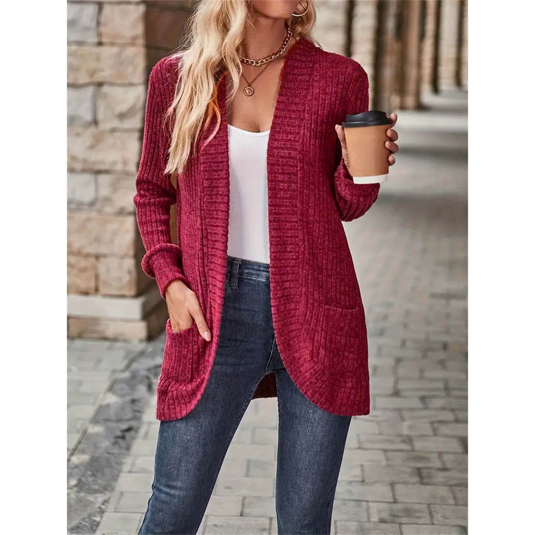 Damen Strickjacke mit langen Ärmeln und strukturiertem Design Drune