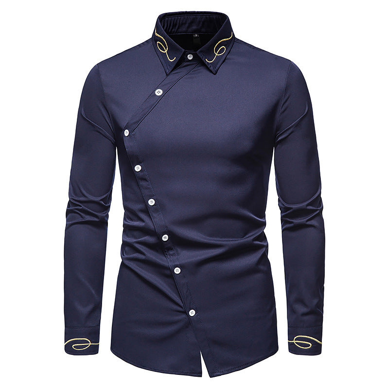 Herren Elegantes Langarmhemd mit dekorativen Knopfdetails Drune