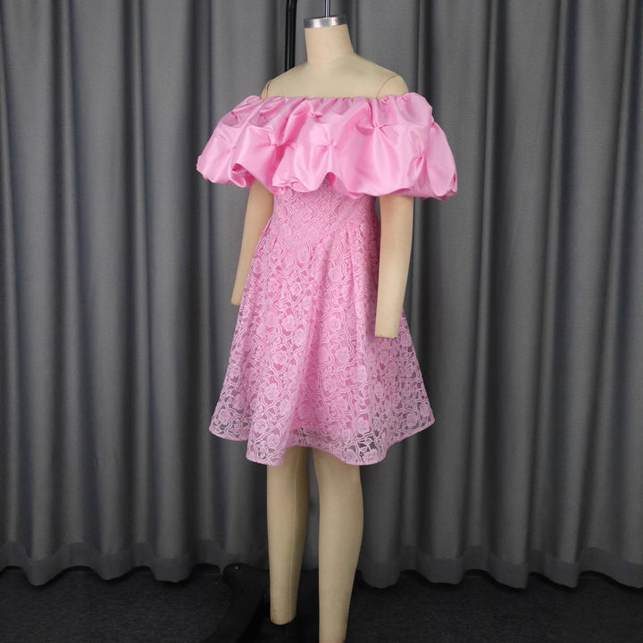 Damen Cocktailkleid mit voluminösem Rüschensaum Drune