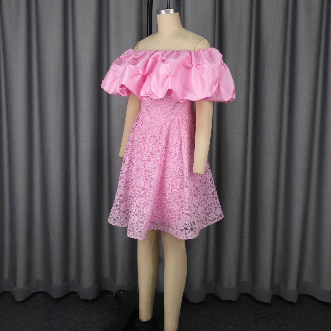 Damen Freizeitkleid mit schulterfreiem Volant Drune