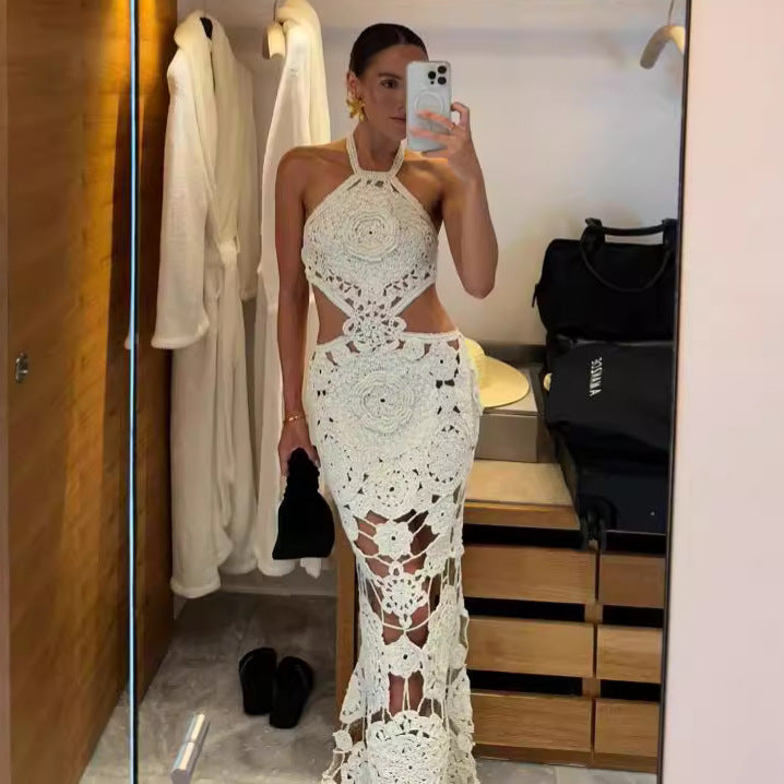 Damen Maxi-Kleid mit raffiniertem Häkel-Design und Cut-Outs Drune