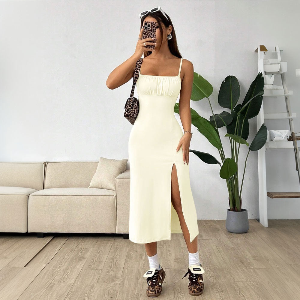 Damen Midi-Kleid mit floralen Mustern und seitlichem Schlitz Drune