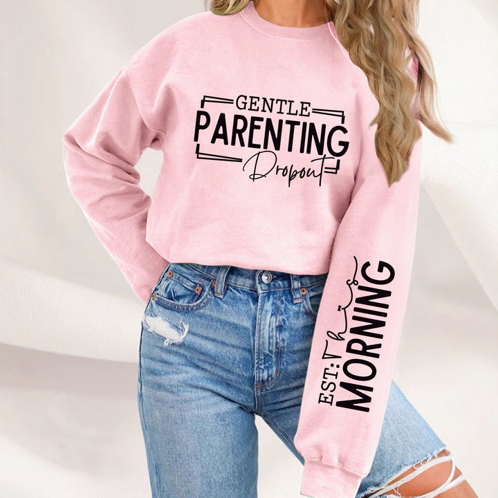 Damen Sweatshirt mit einzigartigem aufgedrucktem Elternschaftsmotiv und lässigem Schnitt Drune