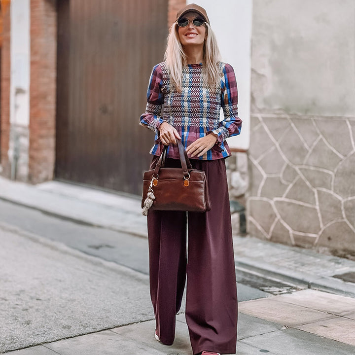 Damen modische Karottenhose mit hohem Bund und eleganten Falten Drune