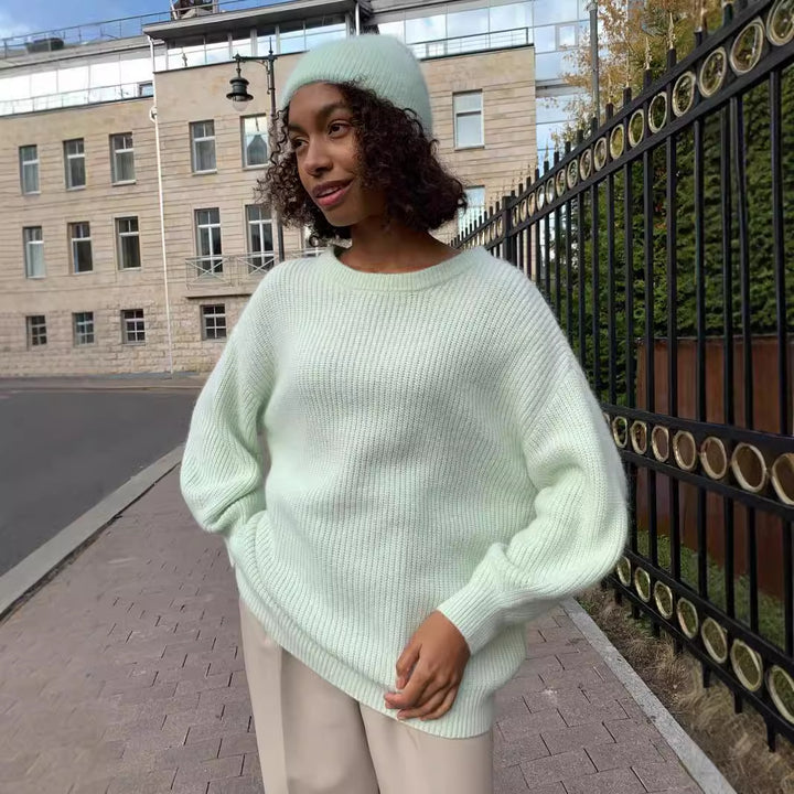 Damen lässiger oversized Pullover aus hochwertigem Strick Drune