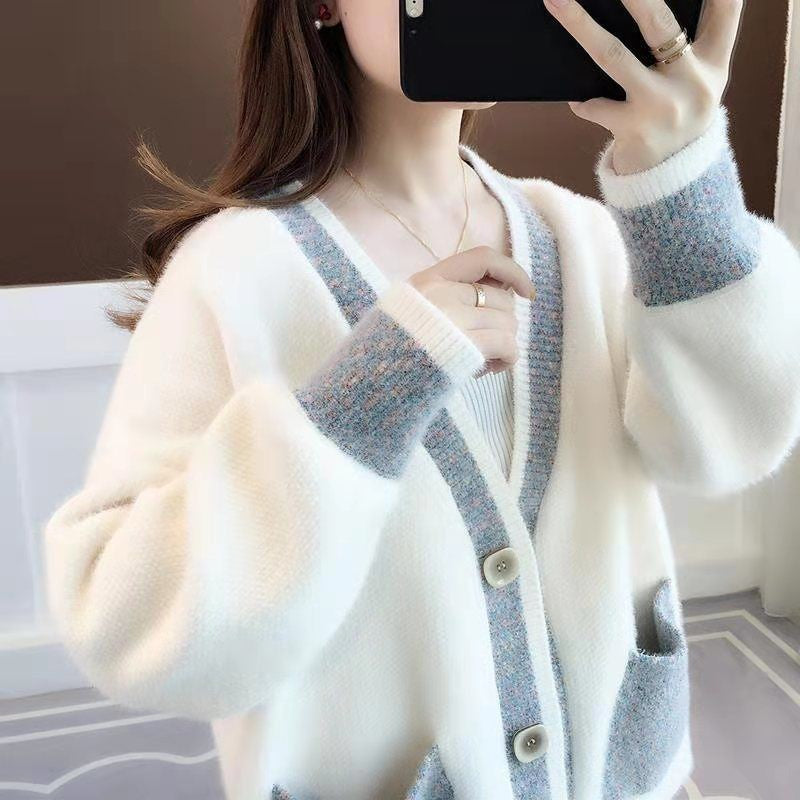 Damen Strickjacke mit modischen Kontrastdetails und tiefen Taschen Drune