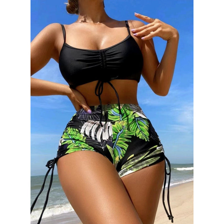 Damen Bikini-Set mit verstellbaren Trägern und floralem Volant Drune