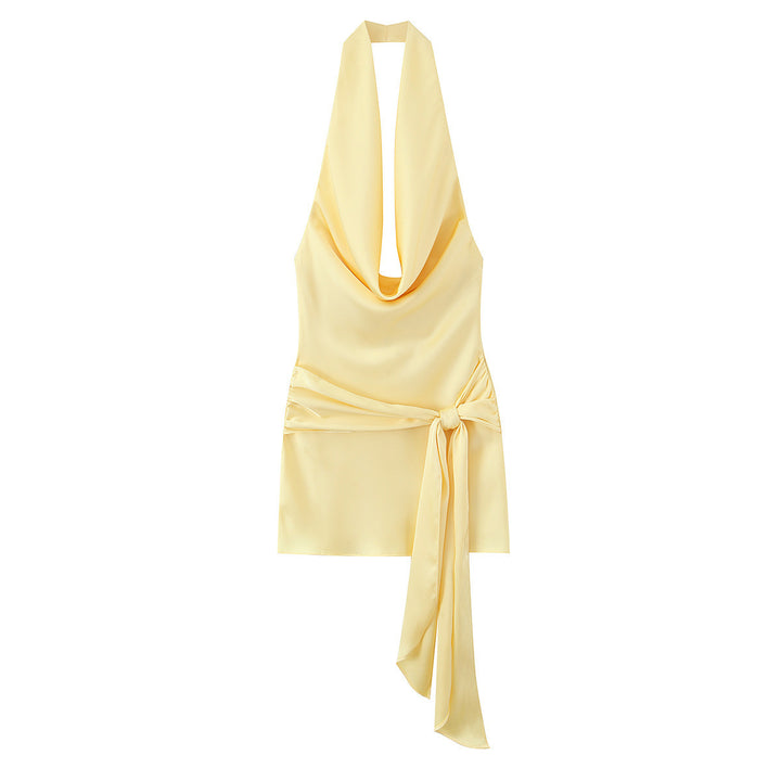 Damen Halter-Top mit elegantem Wickel-Design und fließendem Stoff Drune