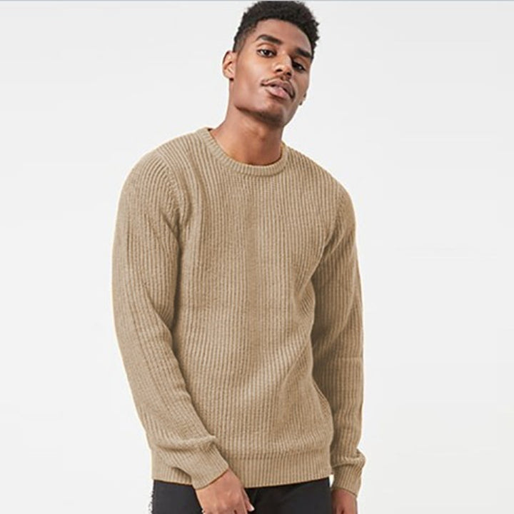 Herren Grobstrick Pullover mit strukturiertem Muster und Rundhalsausschnitt Drune