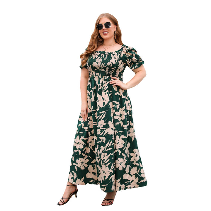 Damen Sommerliches Maxikleid mit romantischem Blumenmuster und Puffärmeln Drune