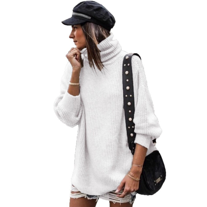 Damen Grobstrickpullover mit hohem Kragen und lässiger Passform Drune