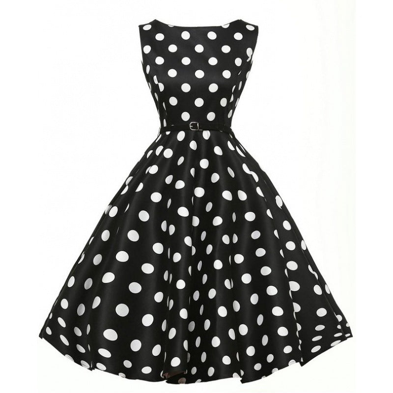 Damen A-Linien Kleid mit Polka-Dots und tailliertem Design Drune