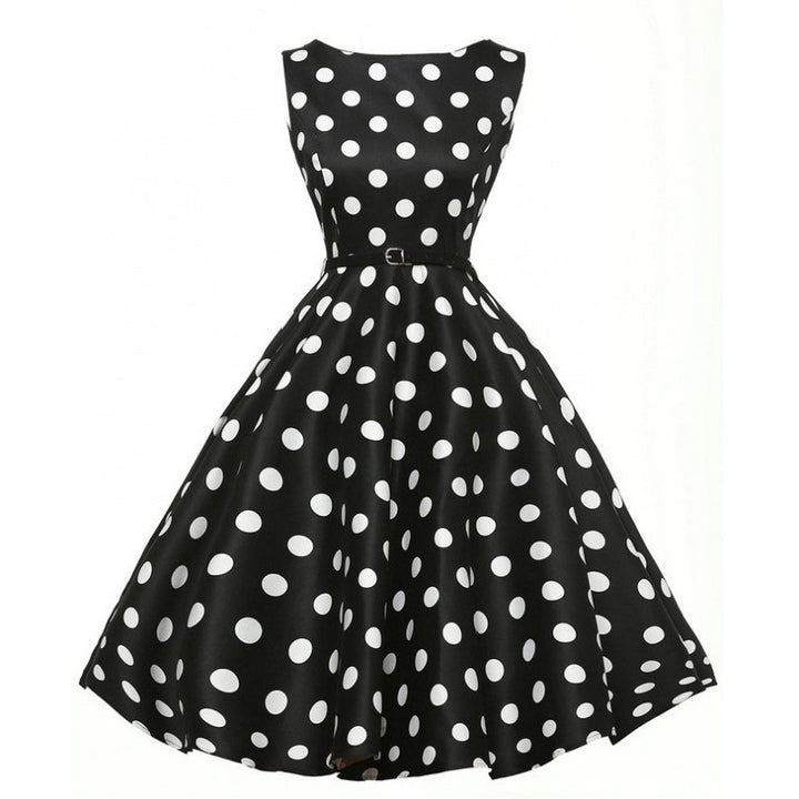 Damen A-Linien Kleid mit Polka-Dots und tailliertem Design Drune