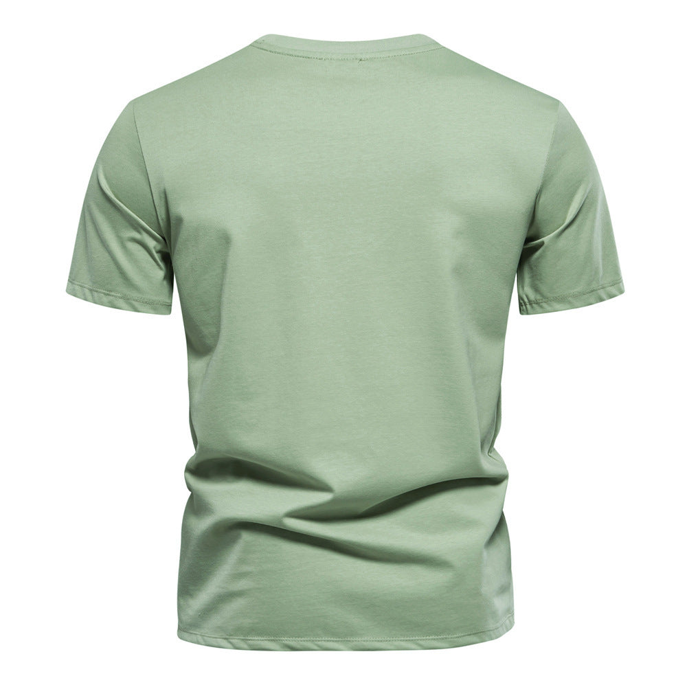 Herren nan Rundhalsshirt aus Baumwollmix mit geometrischer Laserperforation und geradem Schnitt Drune