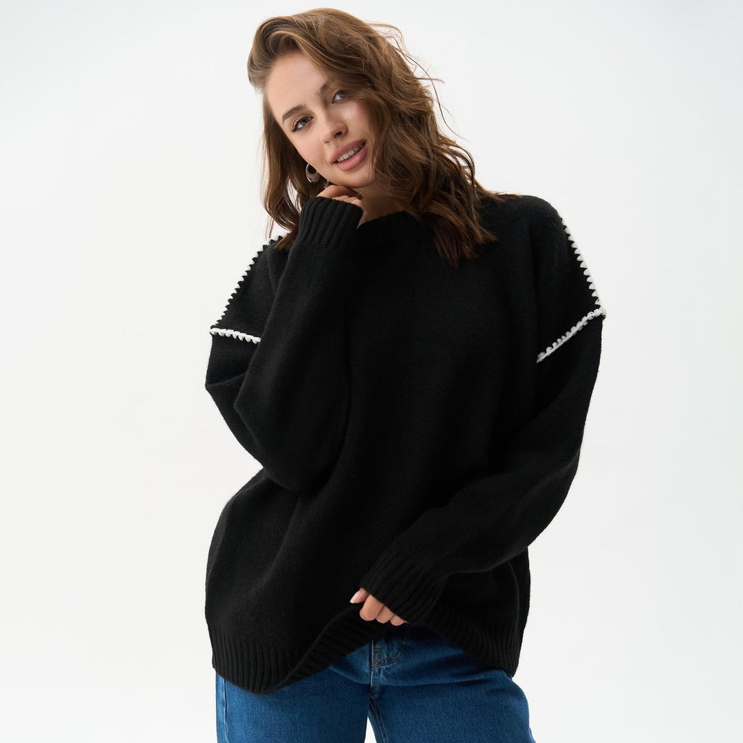 Damen eleganter Strickpullover mit einzigartigen Rippstrukturen und modischen Akzenten Drune