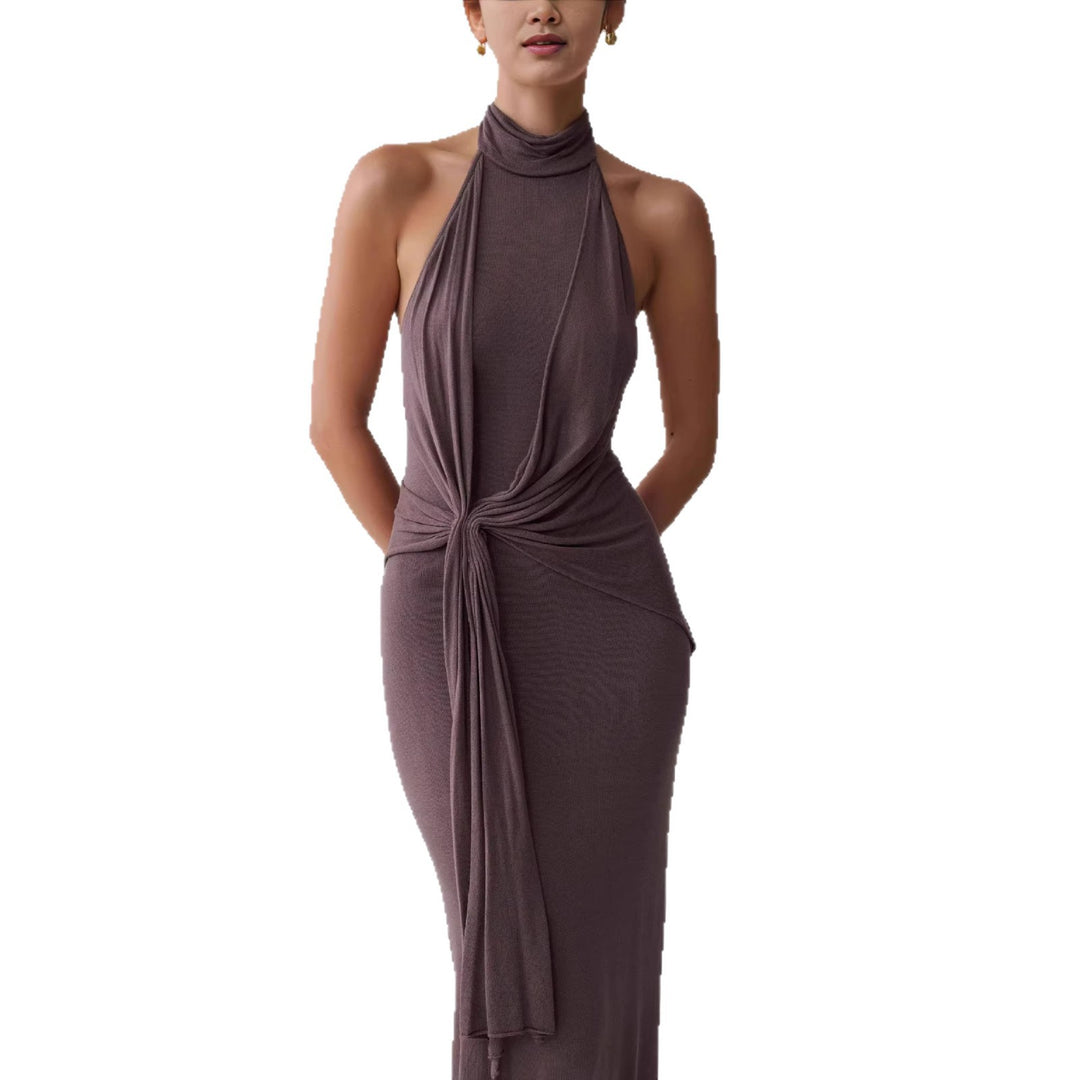 Damen Elegantes knöchellanges Wickelkleid mit tiefem Schlitz Drune