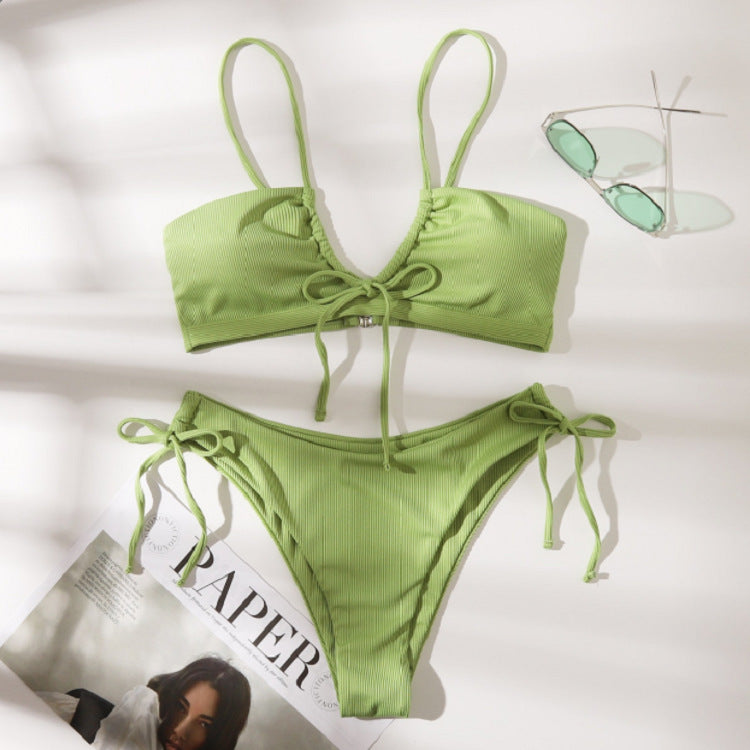 Damen Bikini-Set mit raffiniertem Wickeldetail und verstellbaren Trägern Drune