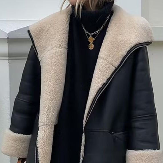 Drune | Damen Kunstlederjacke mit gemütlichem Futter