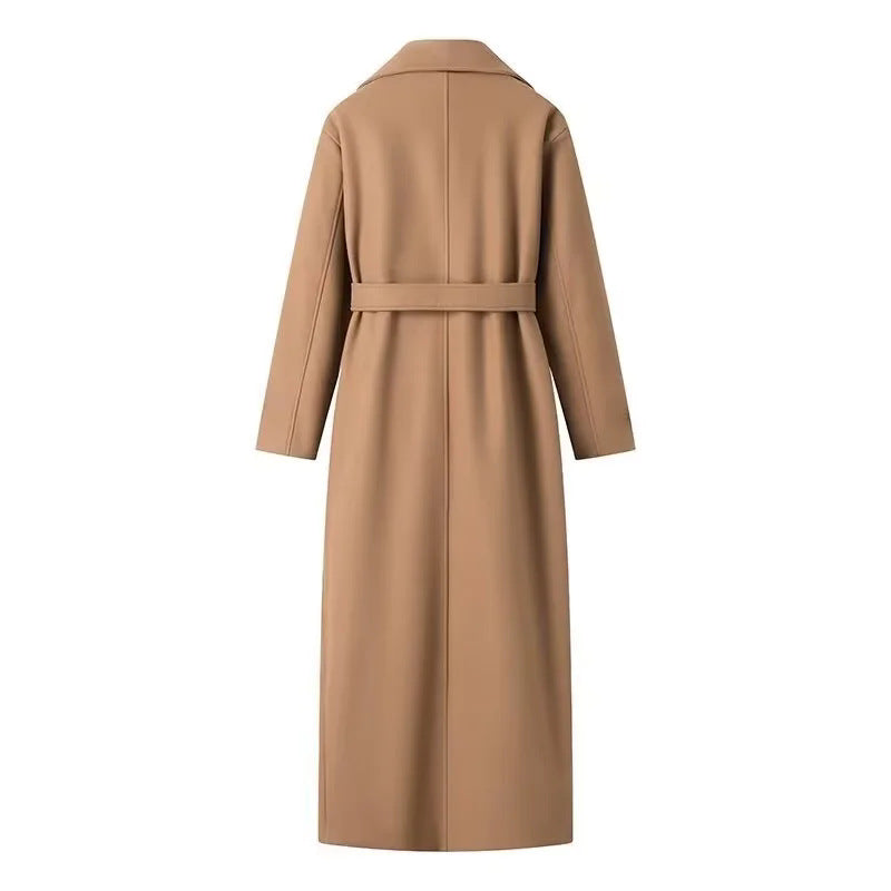 Damen eleganter Trenchcoat mit Schulterklappen und Taillengürtel Drune