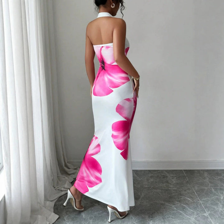 Damen Maxikleid mit floralem Print und schulterfreiem Design Drune