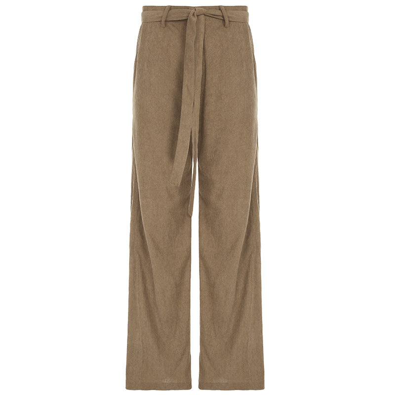 Damen lockere Leinenhose mit Taillengürtel Drune