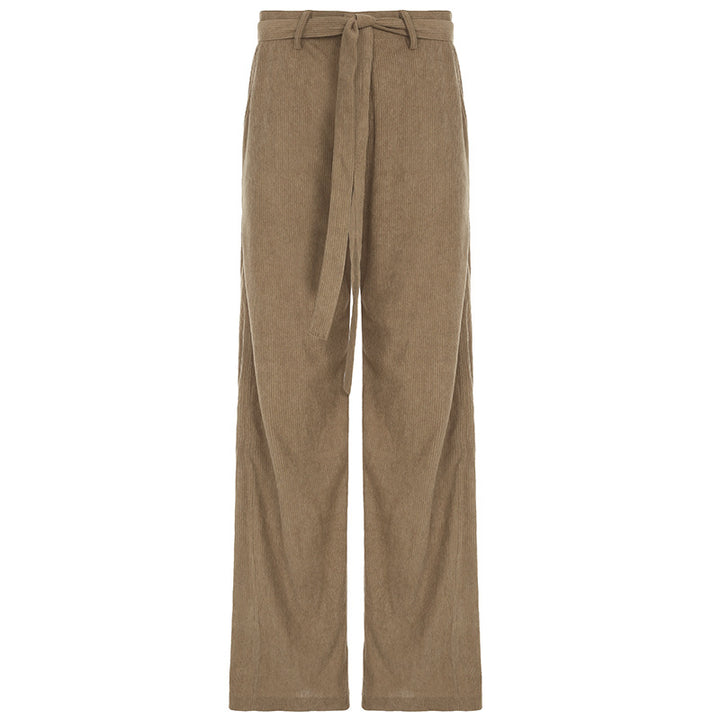 Damen lockere Leinenhose mit Taillengürtel Drune