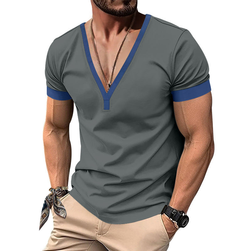 Herren modernes V-Ausschnitt T-Shirt Drune