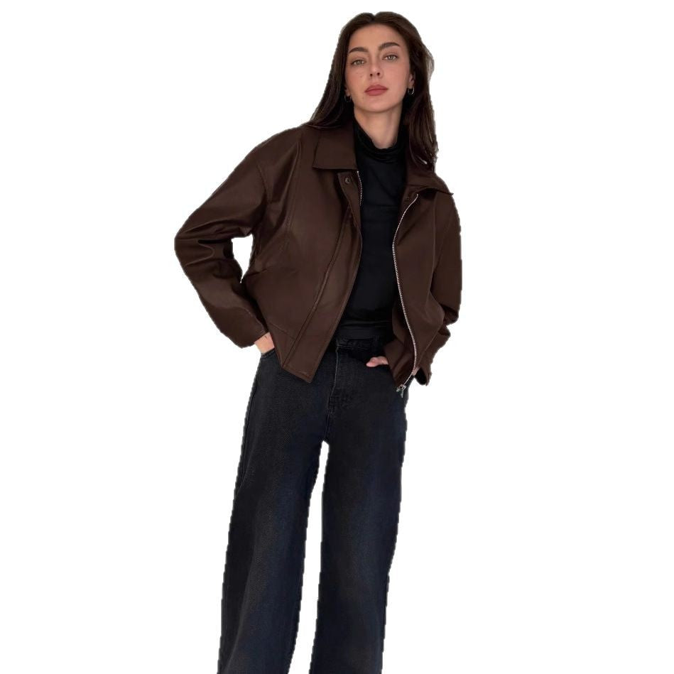 Damen Kunstlederjacke im modernen Biker-Stil Drune