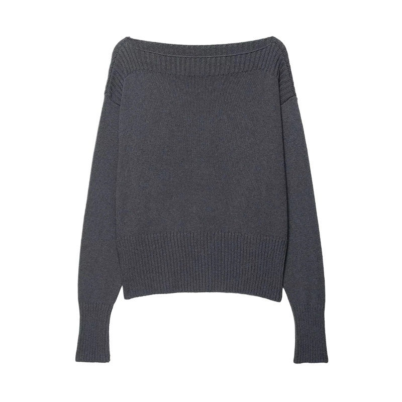 Damen oversized Strickpullover mit weitem Ausschnitt und lässigem Schnitt Drune