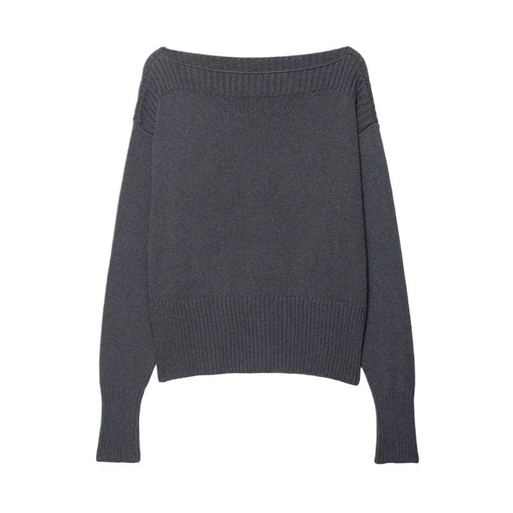 Damen oversized Strickpullover mit weitem Ausschnitt und lässigem Schnitt Drune
