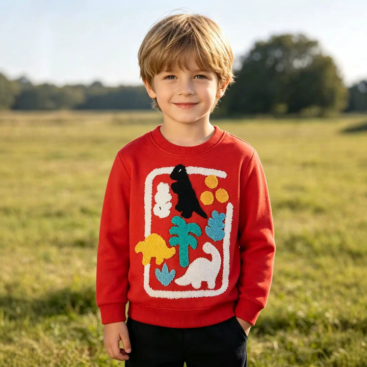 Jungen Sweatshirt mit buntem Dinosaurier-Applikationsdesign Drune