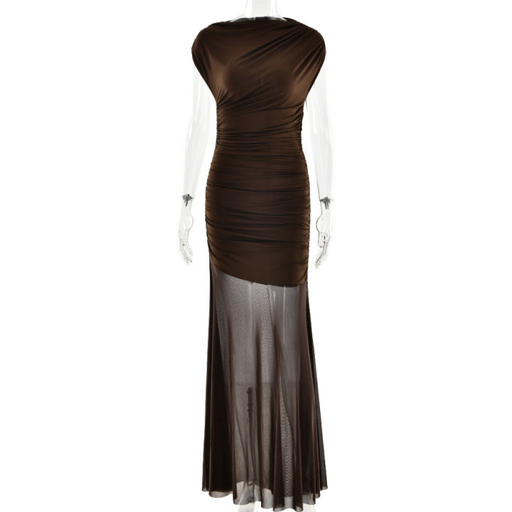 Damen Elegantes Abendkleid mit figurformenden Rüschen Drune