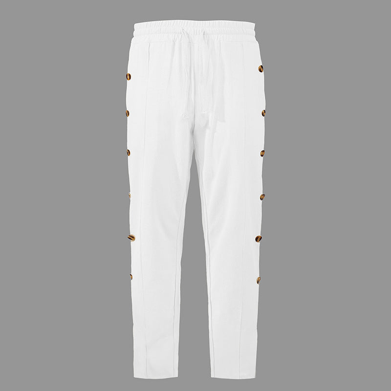 Herren modische Designerhose mit Knopfleiste und verstellbarem Bund Drune