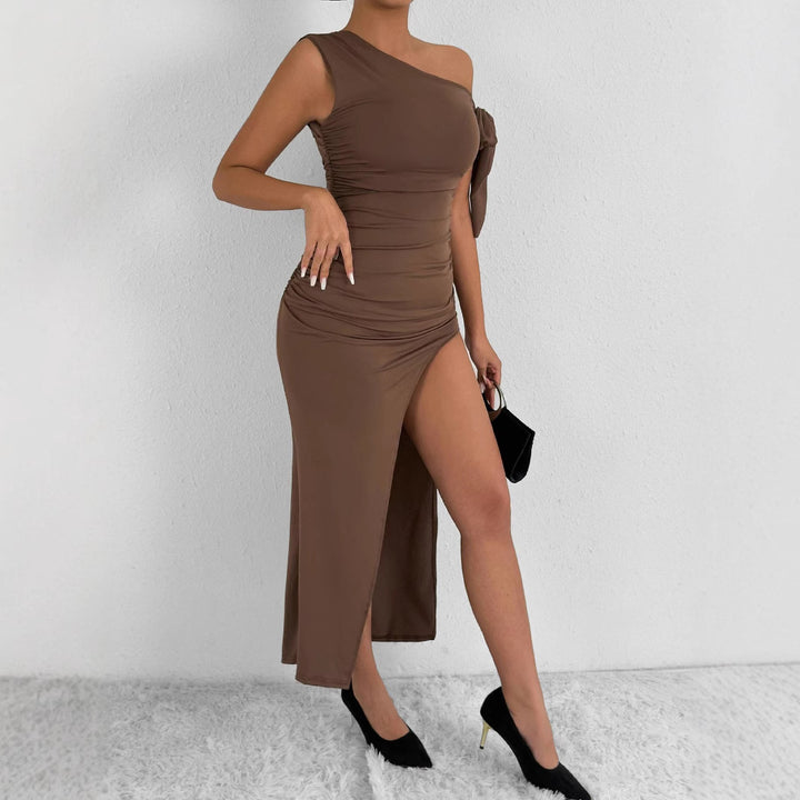 Damen Elegantes Wickelkleid mit asymmetrischem Schnitt und schickem Rüschendetail Drune