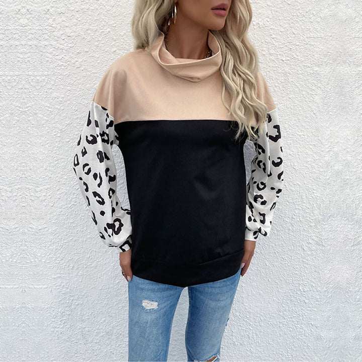 Damen modischer Sweatpullover mit animalischem Print und hohem Kragen Drune