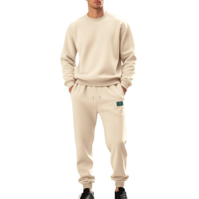 Herren lässiger Freizeitanzug mit weichem Fleece und elastischem Bund Drune